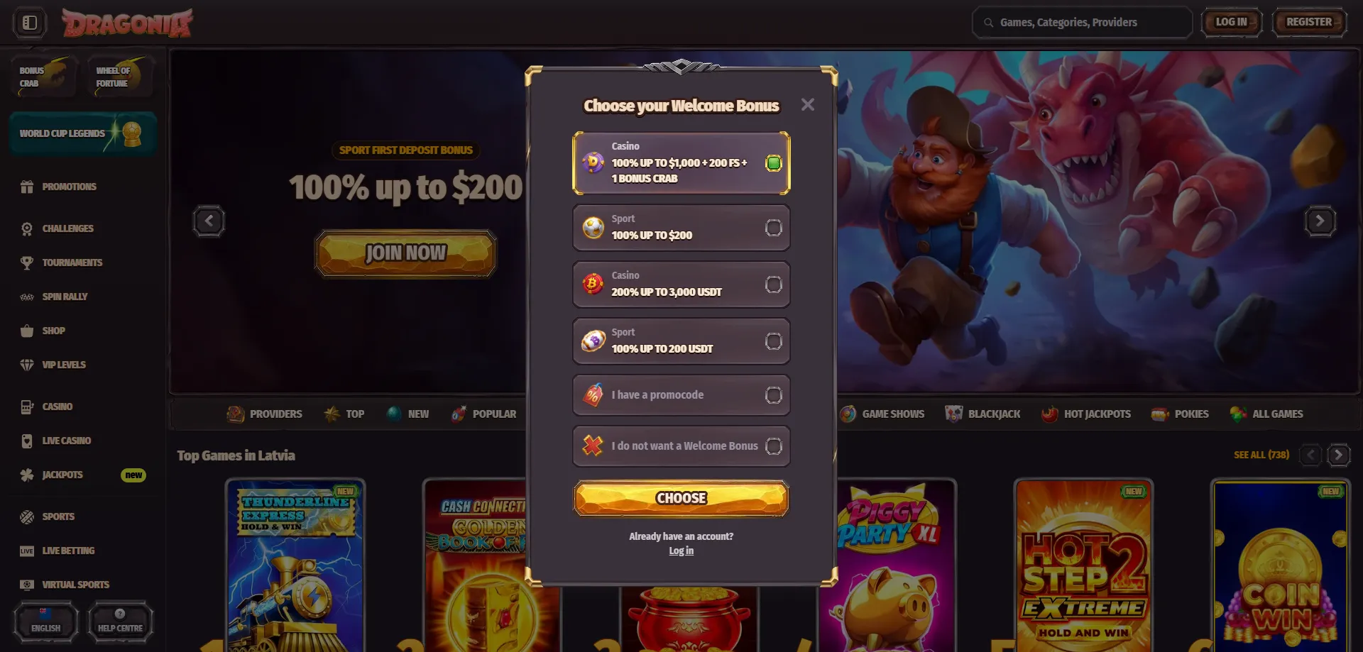 Dragonia Casino NZ registration form &ndash; sign up in minutes
